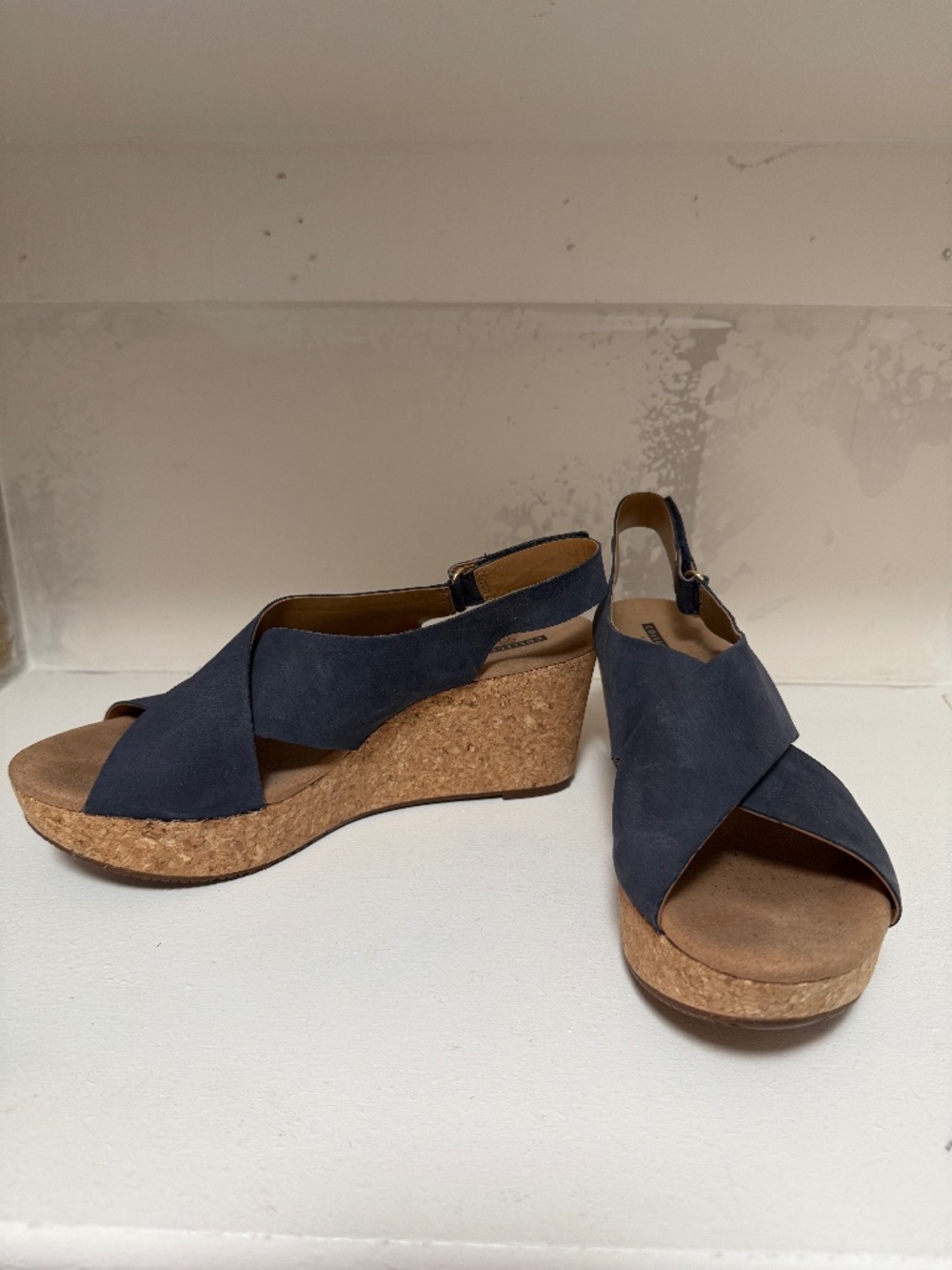 Clarks cork wedge heels